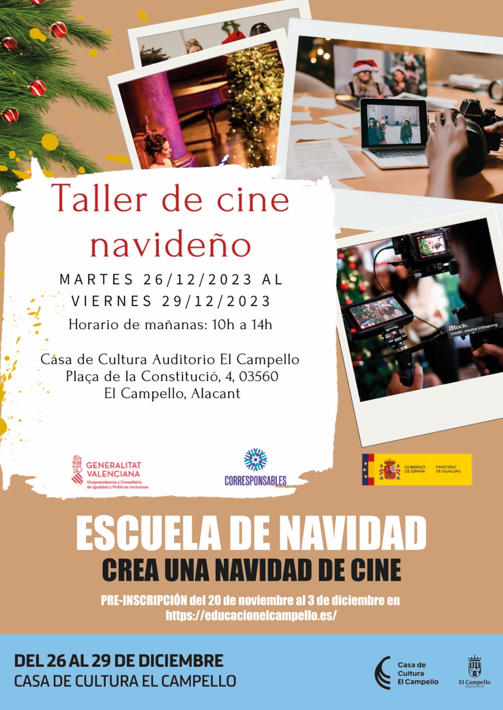 TALLER DE CINE: Escuela Navideña del Ayuntamiento (de 12 a 18 años)