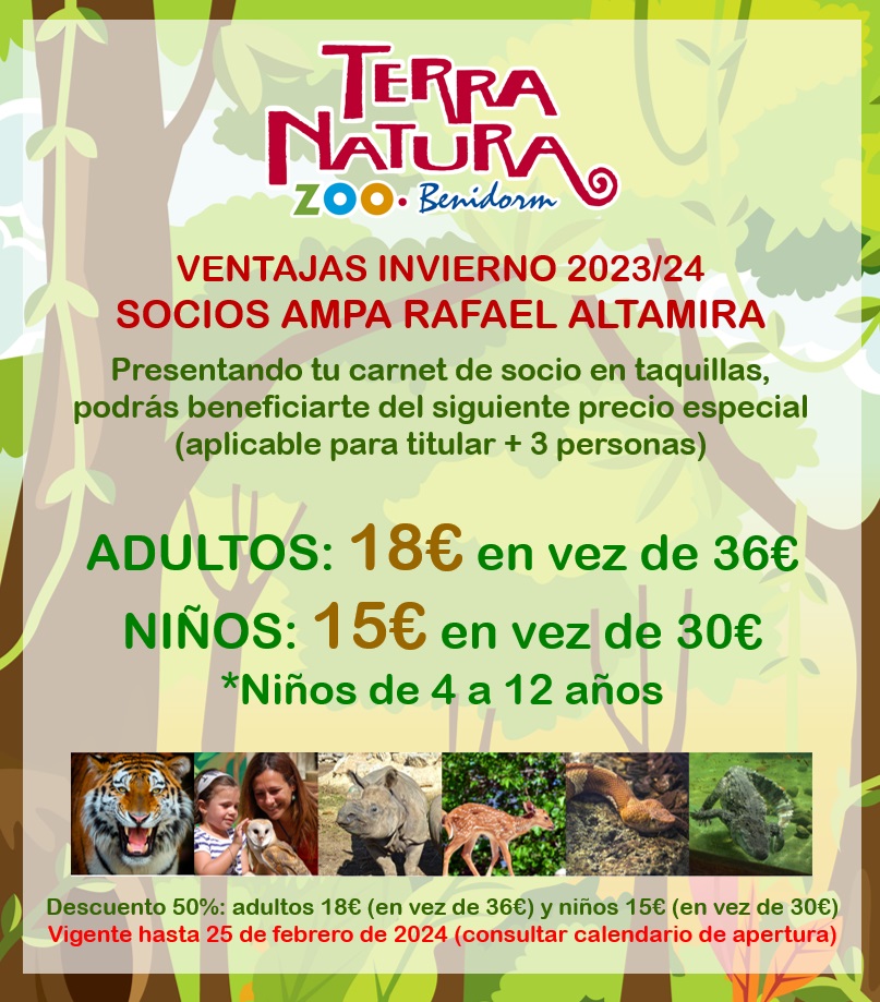Terra Natura (Zoo Benidorm) / Ventajas invierno 2023-2024
