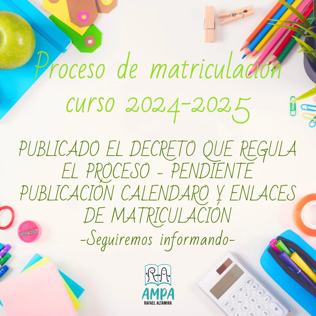 Matrícula curso 2024-2025 (publicado Decreto)