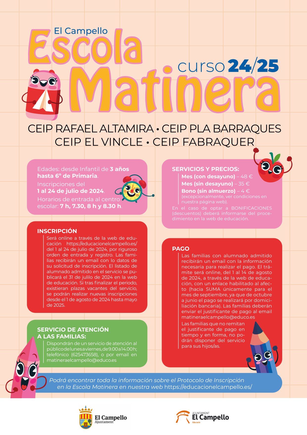 Escola Matinera Curso 2024 2025 AMPA CEIP Rafael Altamira De El 
