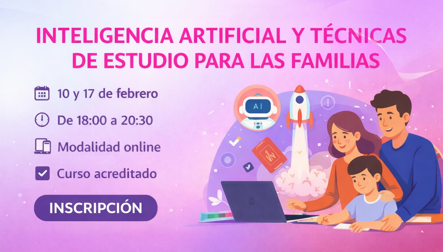 Curso gratuito para familias: «Inteligencia Artificial y Técnicas de Estudio»